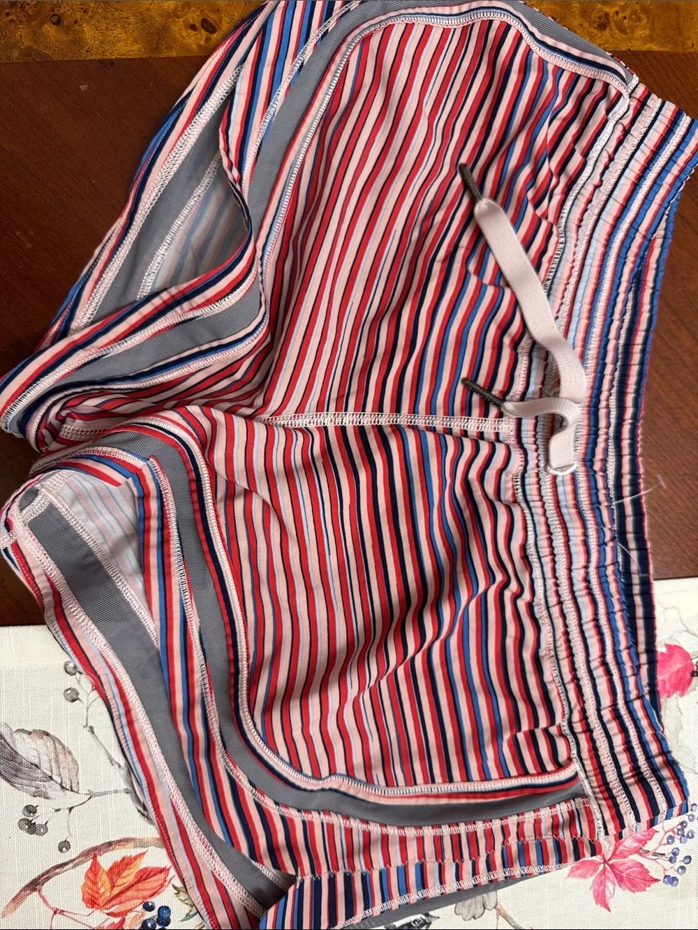 Striped Red, White & Blue Athletic Shorts